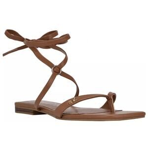 Calvin Klein Women Minola Flat Ankle Tie Thong Sandals Size US 9.5M Brown